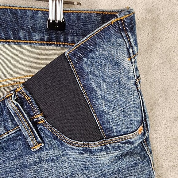 Womens MIDI Maternity Blue Jean Shorts 4” inseam Isabel Maternity Side Panel 10 - Picture 6 of 16